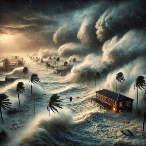 Image of stormsurge conditions in coastal city