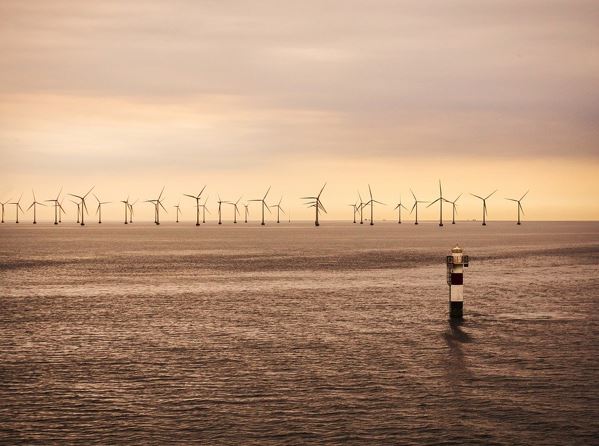 An offshore wind farm in good visibility