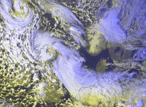 Satellite image of front in the North Sea