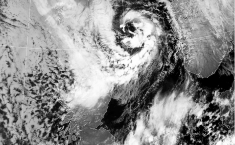 Polar Low approaching the North Sea from north.